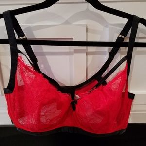 Size 42DD - Red and Black lace bra